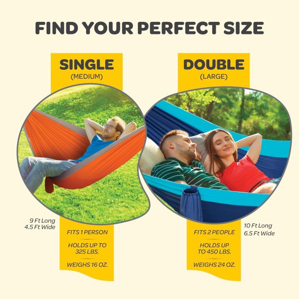 Durable Hammock 400 lb Capacity, Nylon Camping Hammock Chair - Double or - Image 3
