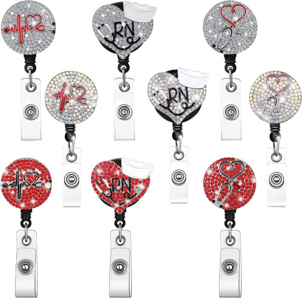 Silver Nurse Badge Reels Retractable Bling Reel Nursing for Medical - Image 4