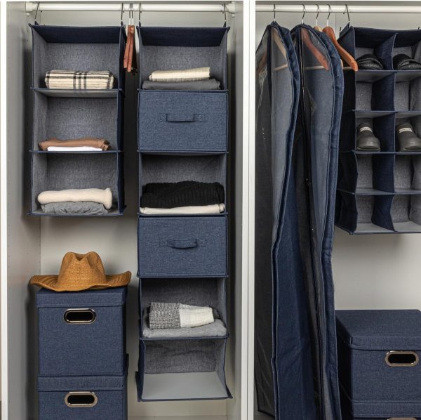 Household Essentials Hanging Cotton Blend Closet Organizer with 6 Storage - Image 5