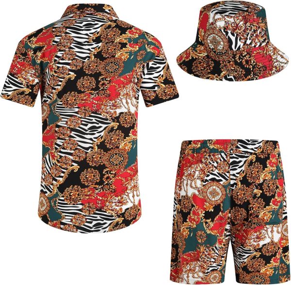 EISHOPEER Men's Flower Hawaiian Sets Casual Short Sleeve Shirt and Shorts - Image 3