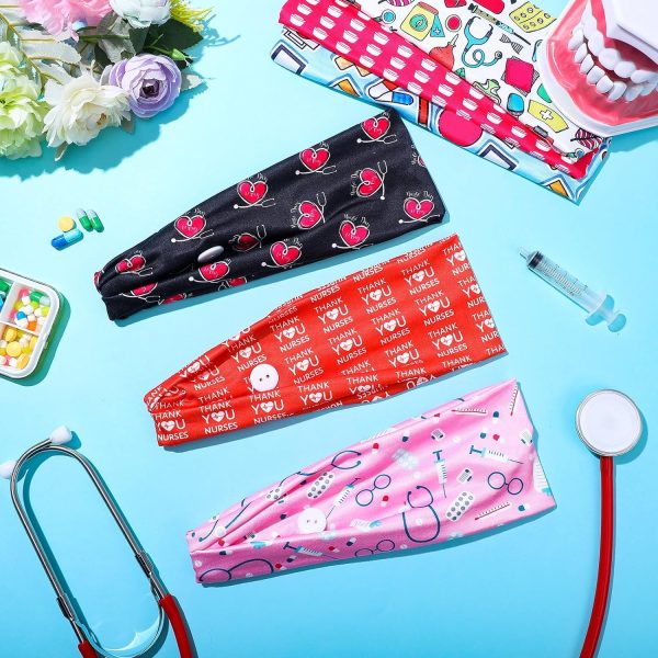 Jexine 12 Pcs Nurse Headbands for Women Non Slip Nursing Headbands with - Image 4