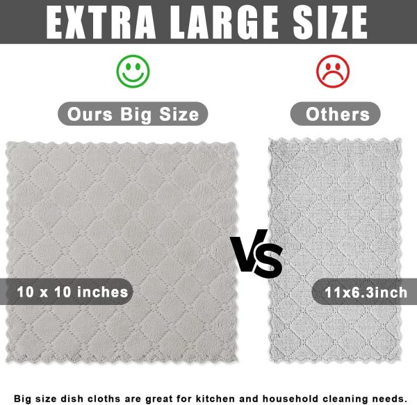 Homaxy 12 Pack Kitchen Dish Cloths (10 x 10 Inches, Grey), Super Soft and - Image 5