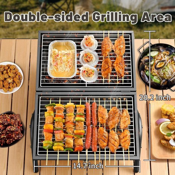Portable Charcoal Grill Outdoor Stove: BBQ Easy to take Two Side Carbon - Image 2