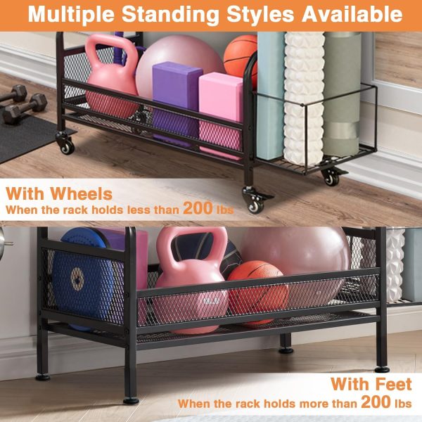 56'' Taller Home Gym Storage Organizer, Yoga Mat Storage Rack with Hanging - Image 5
