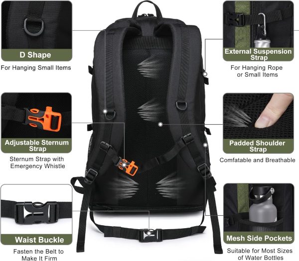 Hiking Backpack, 30L/40L/50L Expandable Hiking Backpack for Men and Women, - Image 4