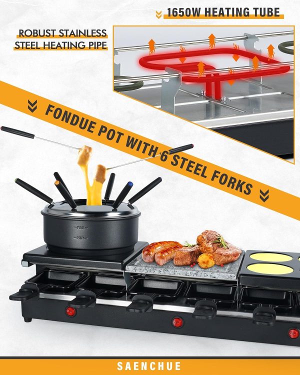 Raclette Table Grill - Indoor Electric Grill Griddle - Nonstick Extra Large - Image 4