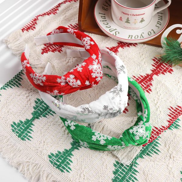 YanJie Christmas Headband for Women Girls Snowflake Xmas Knotted Headbands - Image 6