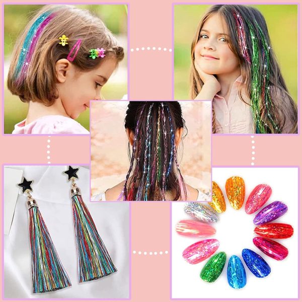 Hair Tinsel Kit (48 Inch, 16 Colors, 5200 Strands), Glitter Tinsel Hair - Image 5