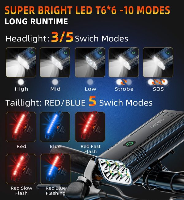 2025 New 6 LED 9500 Lumen Super Bright Bike Lights for Night - Image 3