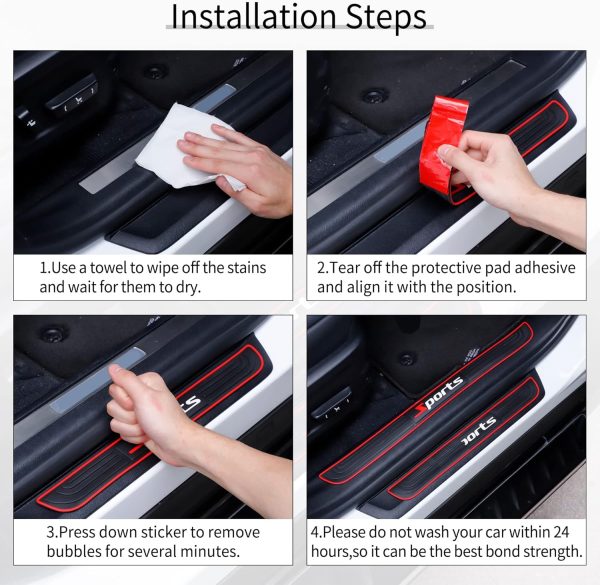 SINGARO Car Door Threshold Protection, 4PCS Door Edge Step Dust Shield - Image 4
