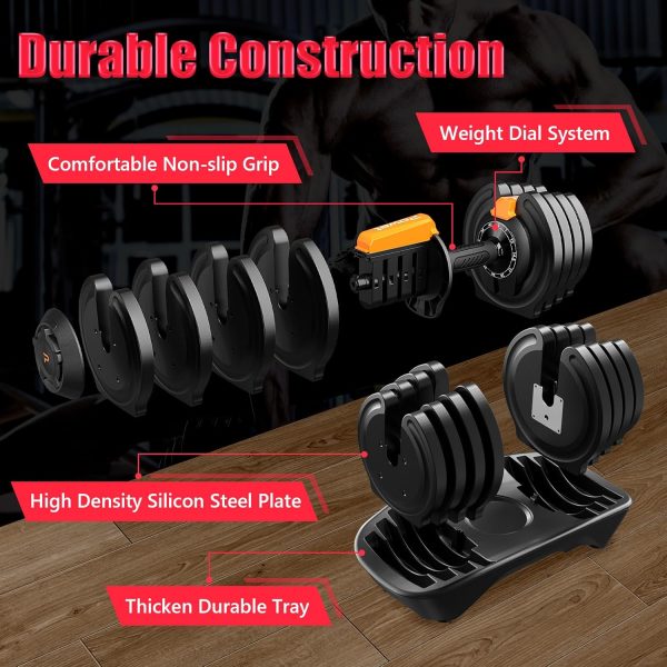 Adjustable Dumbbell Set, 40LB to 3LB Weight Set, 12 Free Weights Adjustable - Image 4