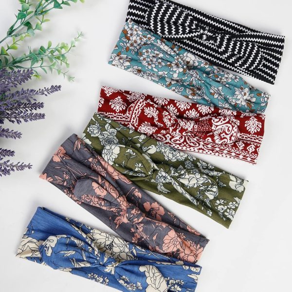 Huachi 12 Pack Bow Headbands for Women Elastic Hair Band Headwraps Knotted - Image 7