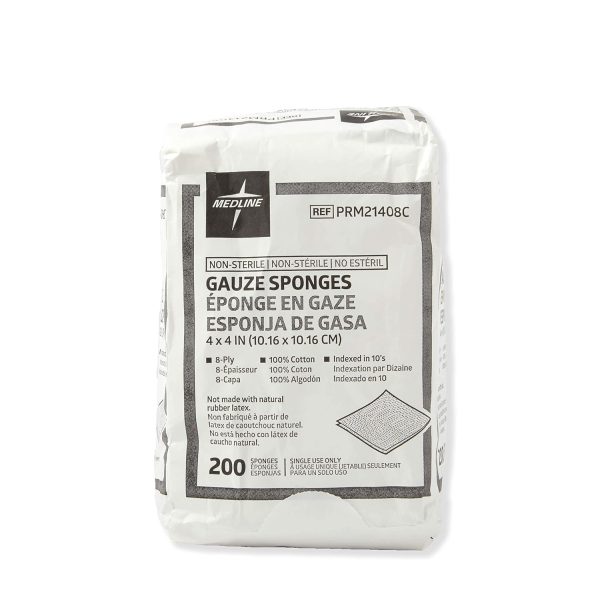 Medline 4 x 4 inch Gauze Sponges, 100% Cotton, 8-Ply Woven Non-Sterile - Image 3