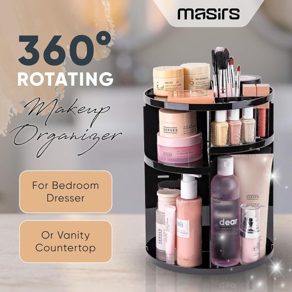 360 Rotating Makeup Organizer - Adjustable Shelf Height and Fully - Image 2