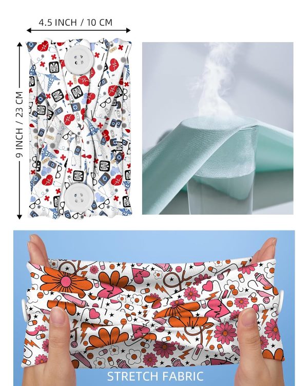 Plifal 4pcs Nurse Headbands for Women with Buttons Non Slip - Cute Hospital - Image 3