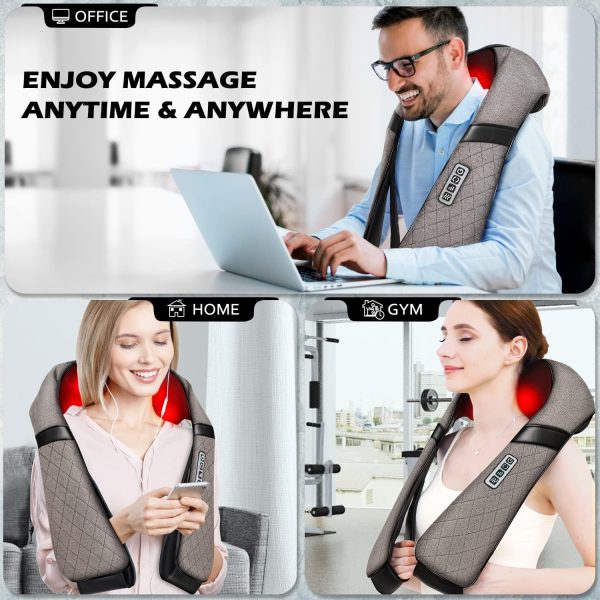 Shiatsu Electric Neck Back Massager Pillow 3D Kneading with Heat For - Image 4