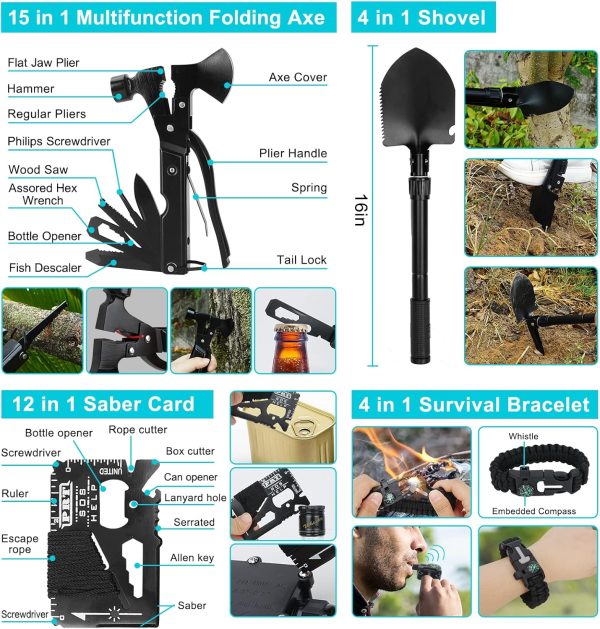 Survival Gear Professional Kit and Large Camping Backpack,First Aid Kit for - Image 3