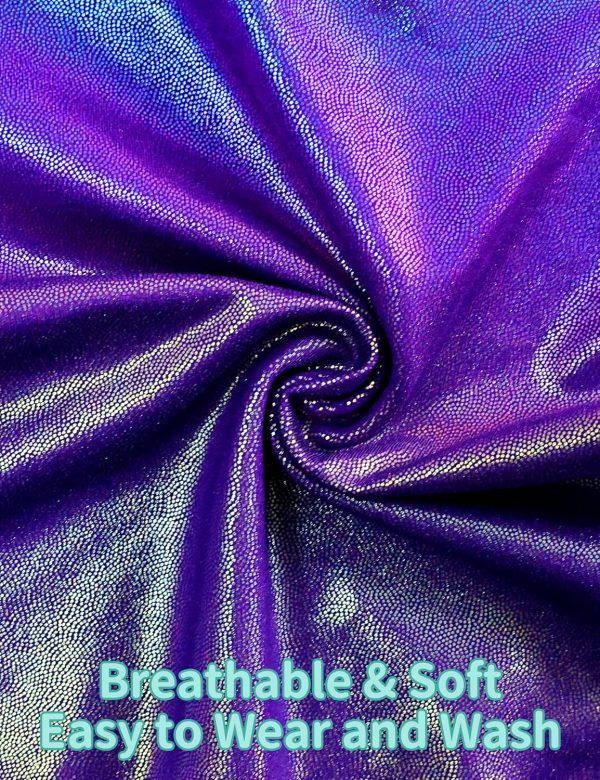 Nymphperi Girls Gymnastics Leotards 2 Piece Shiny Sleeveless Bodysuits with - Image 5