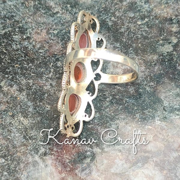 Vintage Long Ring|Natural Carnelian|Long Ring|Designer Ring| Boho - Image 7