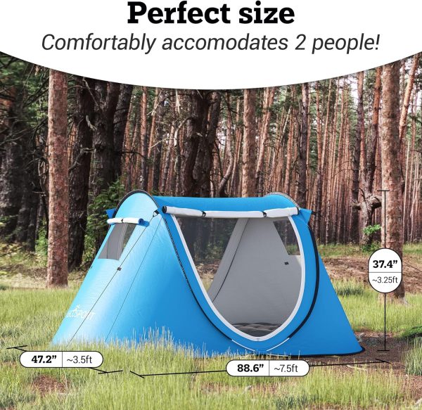 Abco Tech Pop Up Tent - Portable Tent for Camping 2 Person Pop Up with - Image 2
