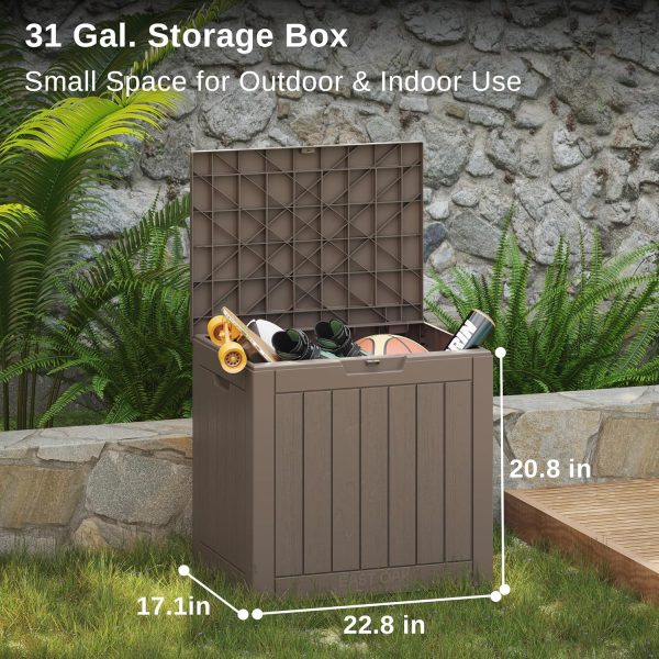 EAST OAK Outdoor Storage Box, 31 Gallon Deck Box, Waterproof Resin Storage - Image 3