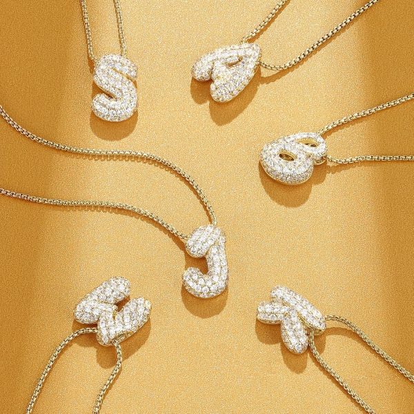 KissYan Bubble Letter Necklace, 14K Gold Plated Balloon Initial Pendant Box - Image 7