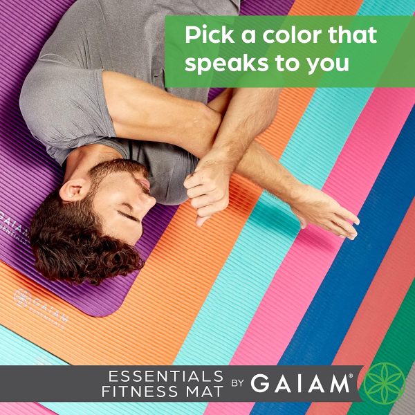 Gaiam Essentials Thick Yoga Mat Fitness & Exercise Mat with Easy-Cinch Yoga - Image 2