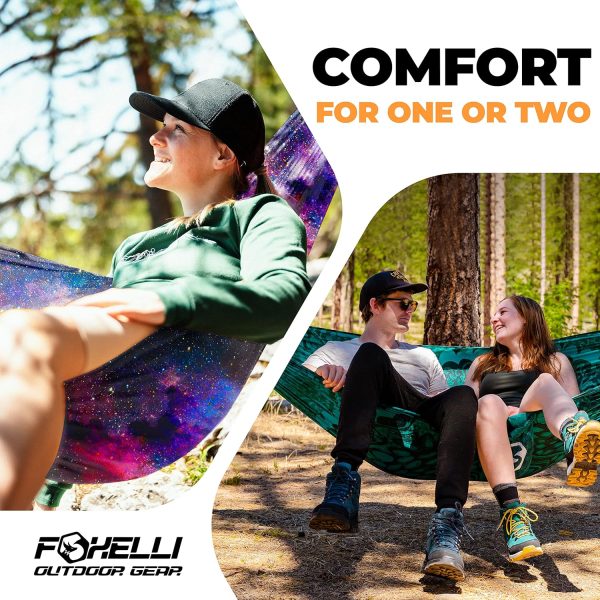 Foxelli Camping Hammock – Lightweight Parachute Nylon Portable Hammock with - Image 5