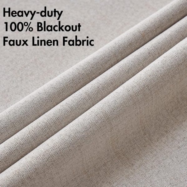 MIULEE 100% Blackout Linen Textured Curtains for Bedroom Solid Thermal - Image 5