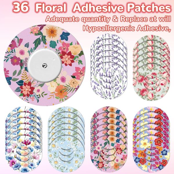 Weewooday 36 Pack Adhesive Patch with Flowers CGM Patches Waterproof CGM - Image 3