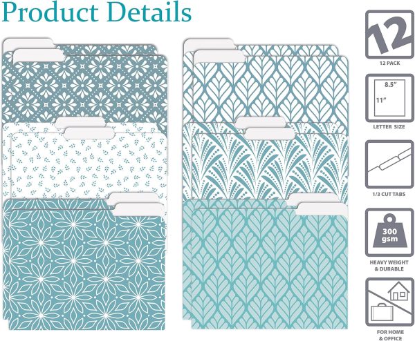 Better Office Products Decorative File Folders, 12 Pack, 6 Unique Designs, - Image 3