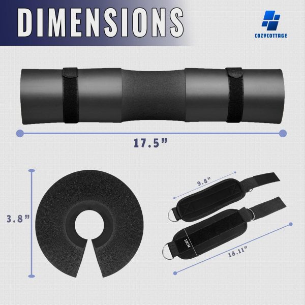 Barbell Pad Set for Hip Thrust, Squats & Weightlifting – 9Pcs Gym Set with - Image 4