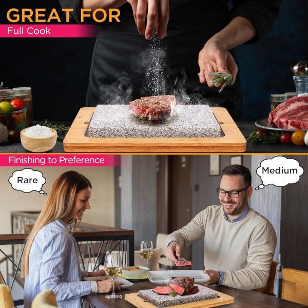 NutriChef Sizzle Hot Cooking Stone Grill with Bamboo Platter, Tabletop - Image 4