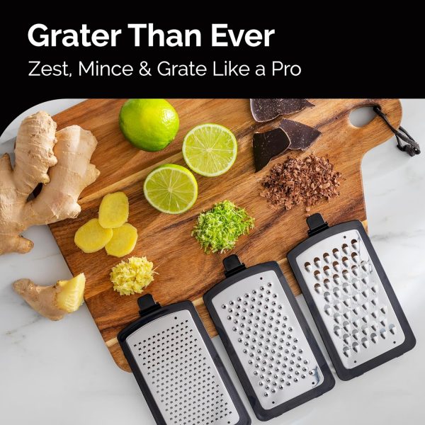 Cheese Grater with Garlic Crusher - Box Grater Cheese Shredder - Cheese - Image 5