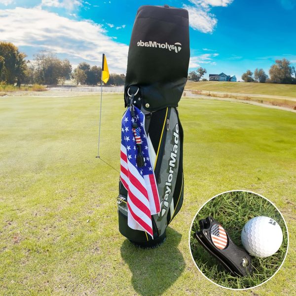 Golf Club Brush and Amercian Flag Golf Towels, Golf Groove Cleaner Cleaning - Image 6