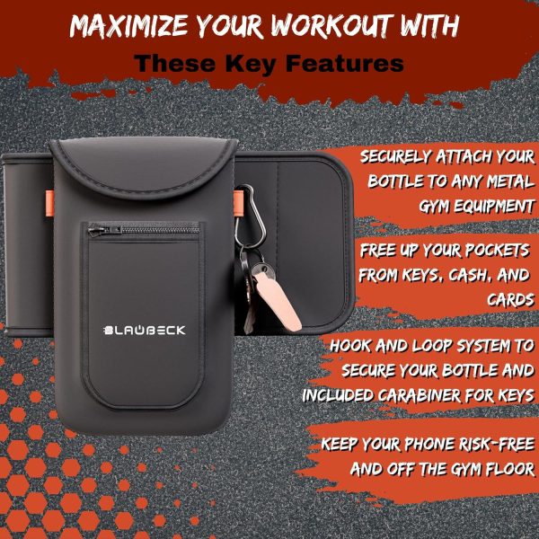 Magnetic Water Bottle Sleeve Bag and Large Pocket Phone Holder for Gym | - Image 4