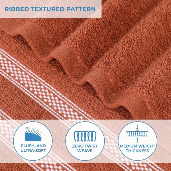Superior Cotton 3-Piece Towel Set, Zero Twist, Ribbed Geometric, Bathroom - Image 3