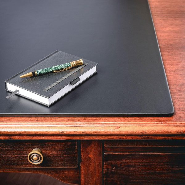 Dacasso 34" x 20" Black Leatherette Luxury Desk Pad Blotter w/Out Side - Image 6