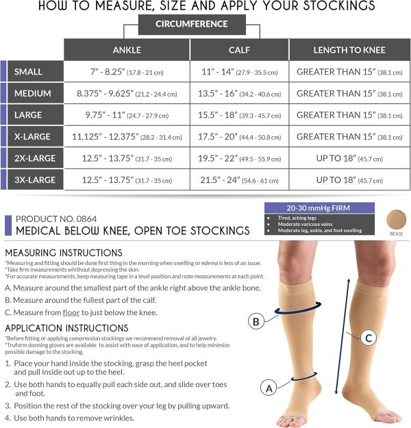 Truform 20-30 mmHg Compression Stockings for Men and Women, Knee High - Image 2