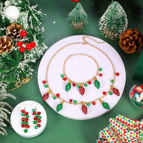 Cunno 2 Sets Christmas Bell Jewelry Set for Women Xmas Jingle Bell Necklace - Image 7