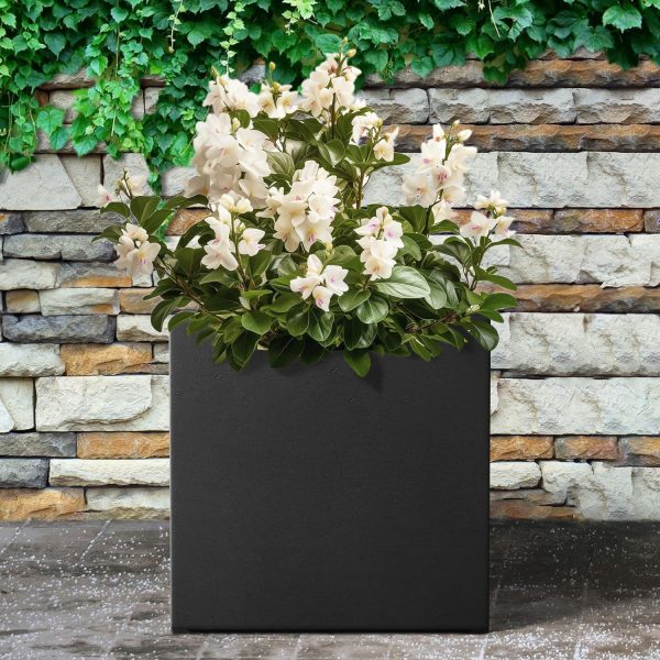 Kante 12 Inch Square Concrete Planter for Outdoor Indoor Home Patio Garden, - Image 5
