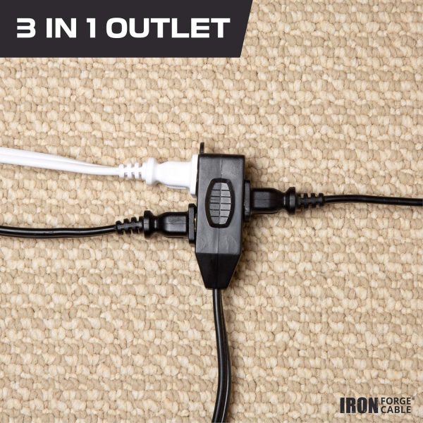 Iron Forge Cable 25 Ft Black Extension Cord 2 Prong with 3 Outlets, 2 Pack, - Image 4
