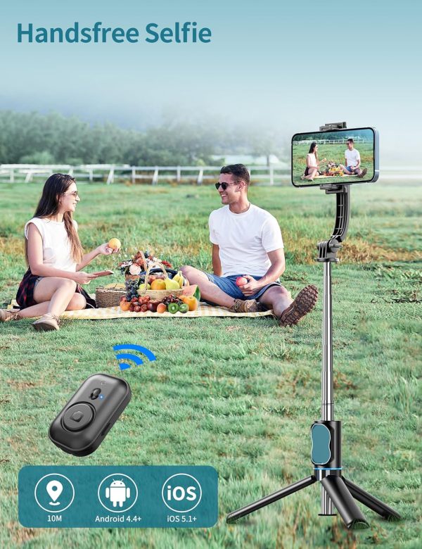 Selfie Stick, 41'' Extendable Phone Tripod Stand with Phone Holder & - Image 5