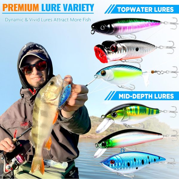 PLUSINNO Fishing Lures Fishing Tackle Box Fishing Gifts for Men, Bass, - Image 2