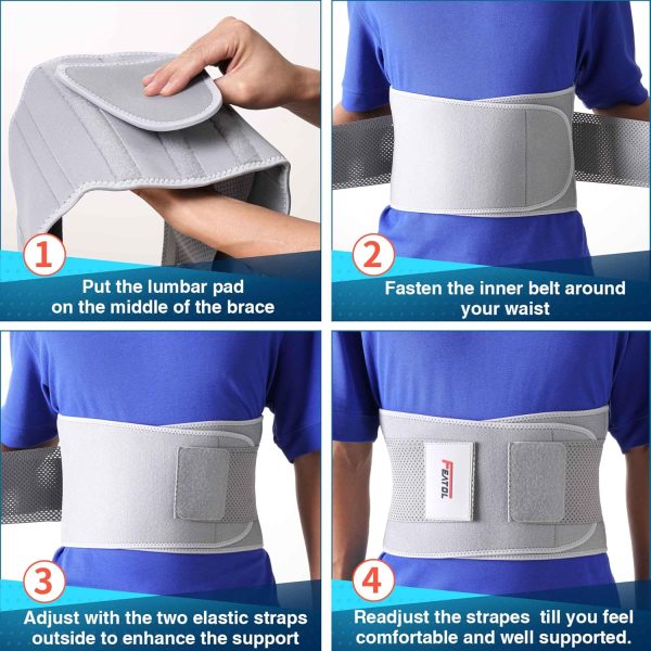 FEATOL Back Brace for Lower Back Pain, Breathable Back Support Belt for - Image 5