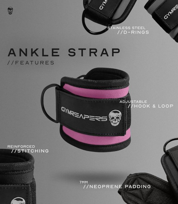 Gymreapers Ankle Straps (Pair) For Cable Machine Kickbacks, Glute Workouts, - Image 6