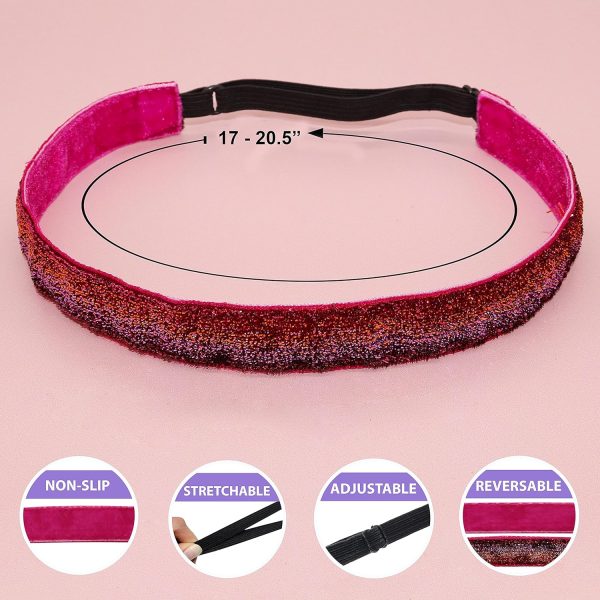 FROG SAC 6 Glitter Headbands for Girls, Adjustable Non Slip Head Bands for - Image 4