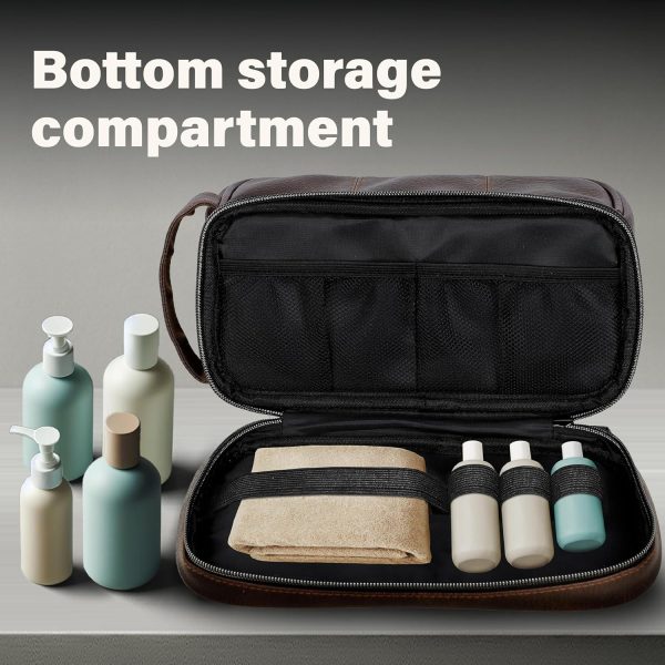 emissary Leather Travel Toiletry Bag for Men, Water Resistant Travel - Image 5
