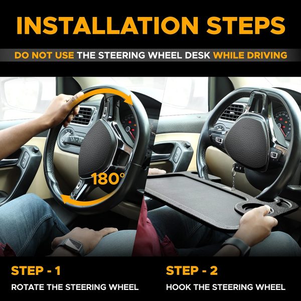 EcoNour 2 in 1 Car Steering Wheel Desk | Steering Wheel Tray for Laptop Car - Image 5