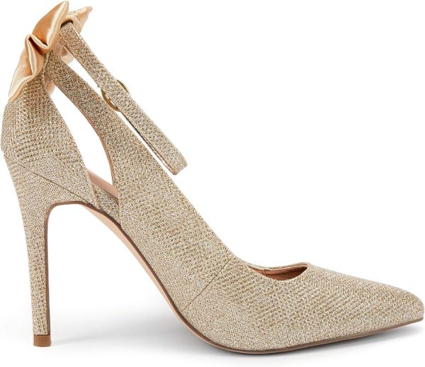 Fashare Womens High Heels Bow Tie Back Sexy Stiletto Ankle Strap Wedding - Image 5